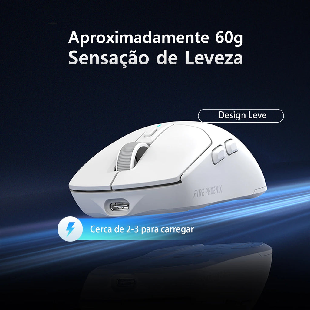 Mouse Gamer Sem Fio Tri-Mode 24000 DPI com Dock RGB Fire Phoenix