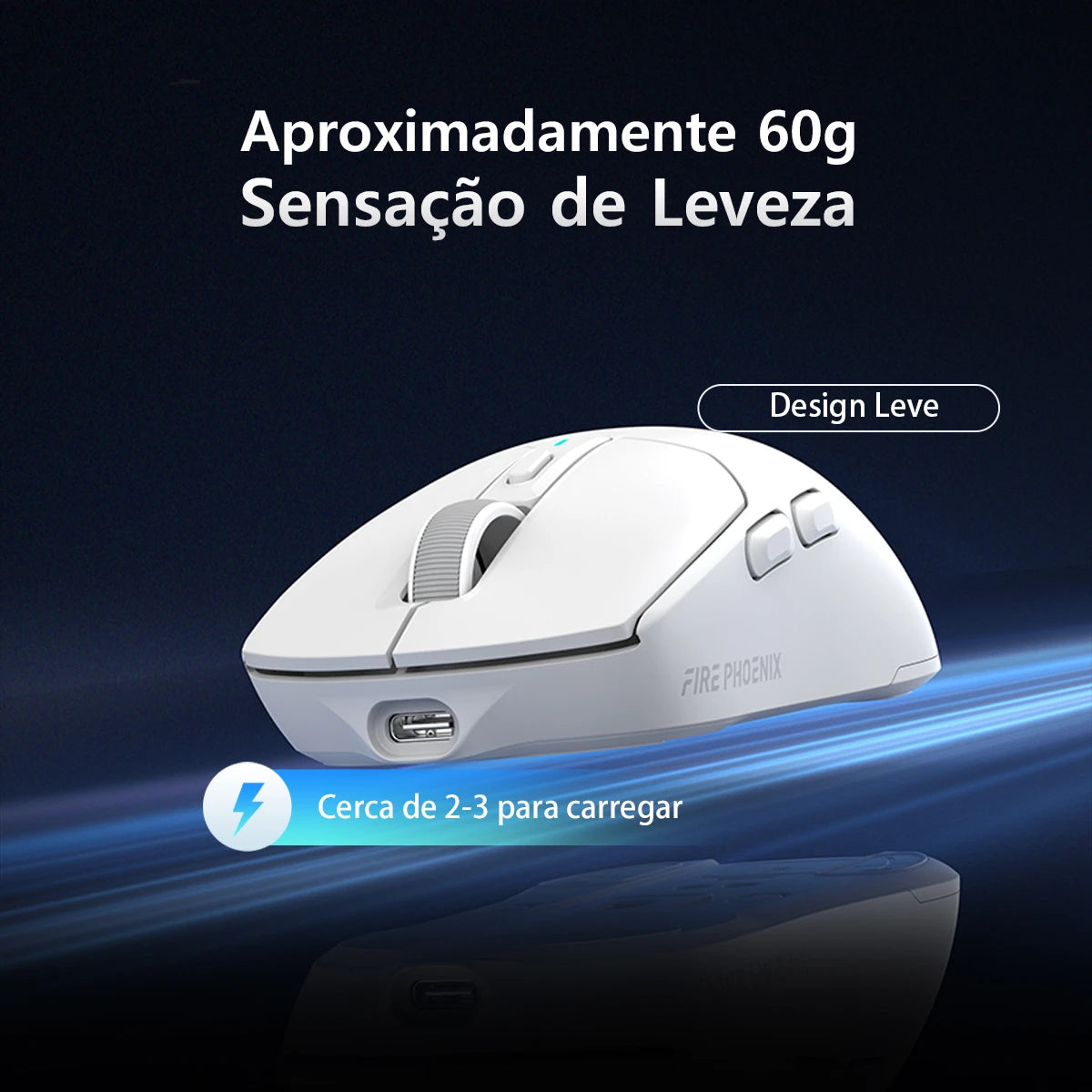 Mouse Gamer Sem Fio Tri-Mode 24000 DPI com Dock RGB Fire Phoenix
