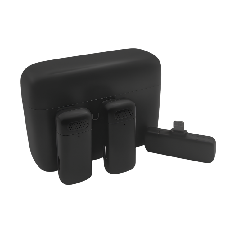Microfone de Lapela Sem Fio Luxceo Lux6 para iPhone e Android com Case de Carregamento