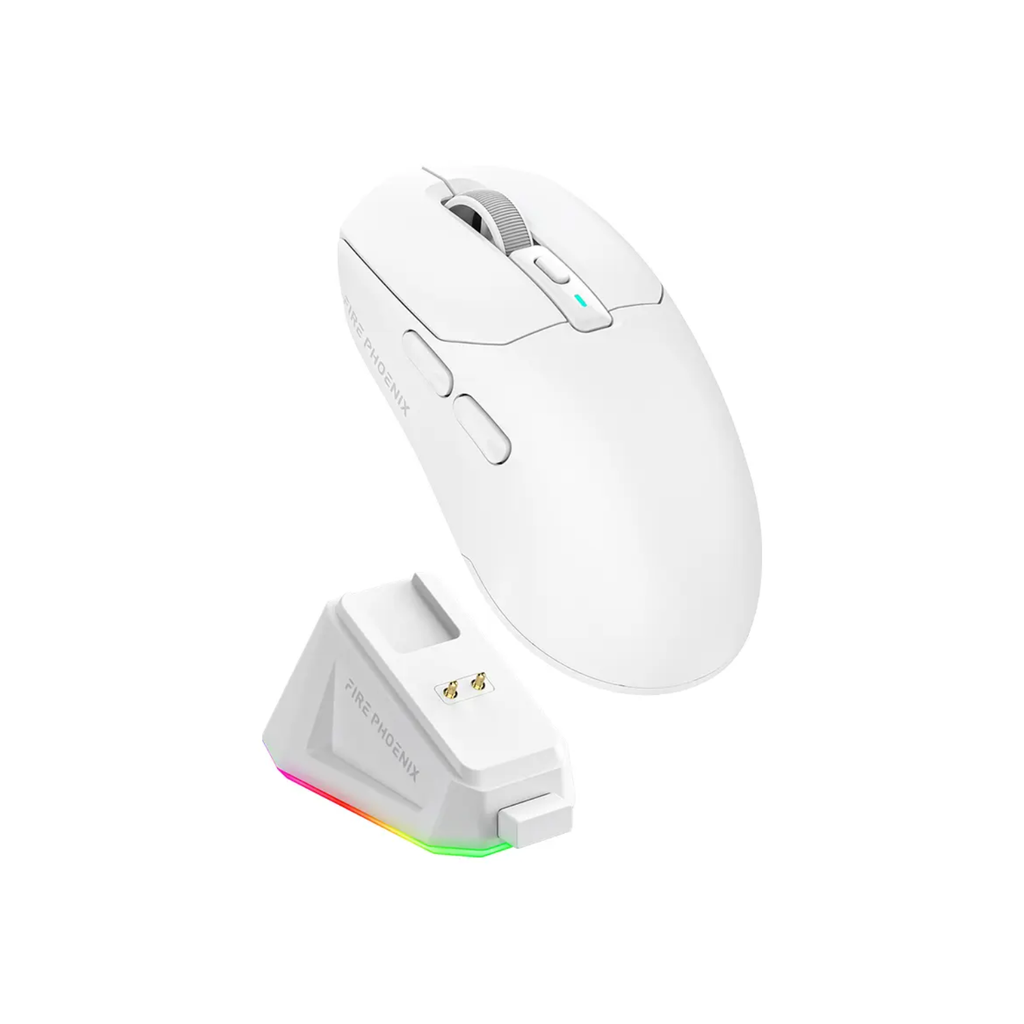 Mouse Gamer Sem Fio Tri-Mode 24000 DPI com Dock RGB Fire Phoenix