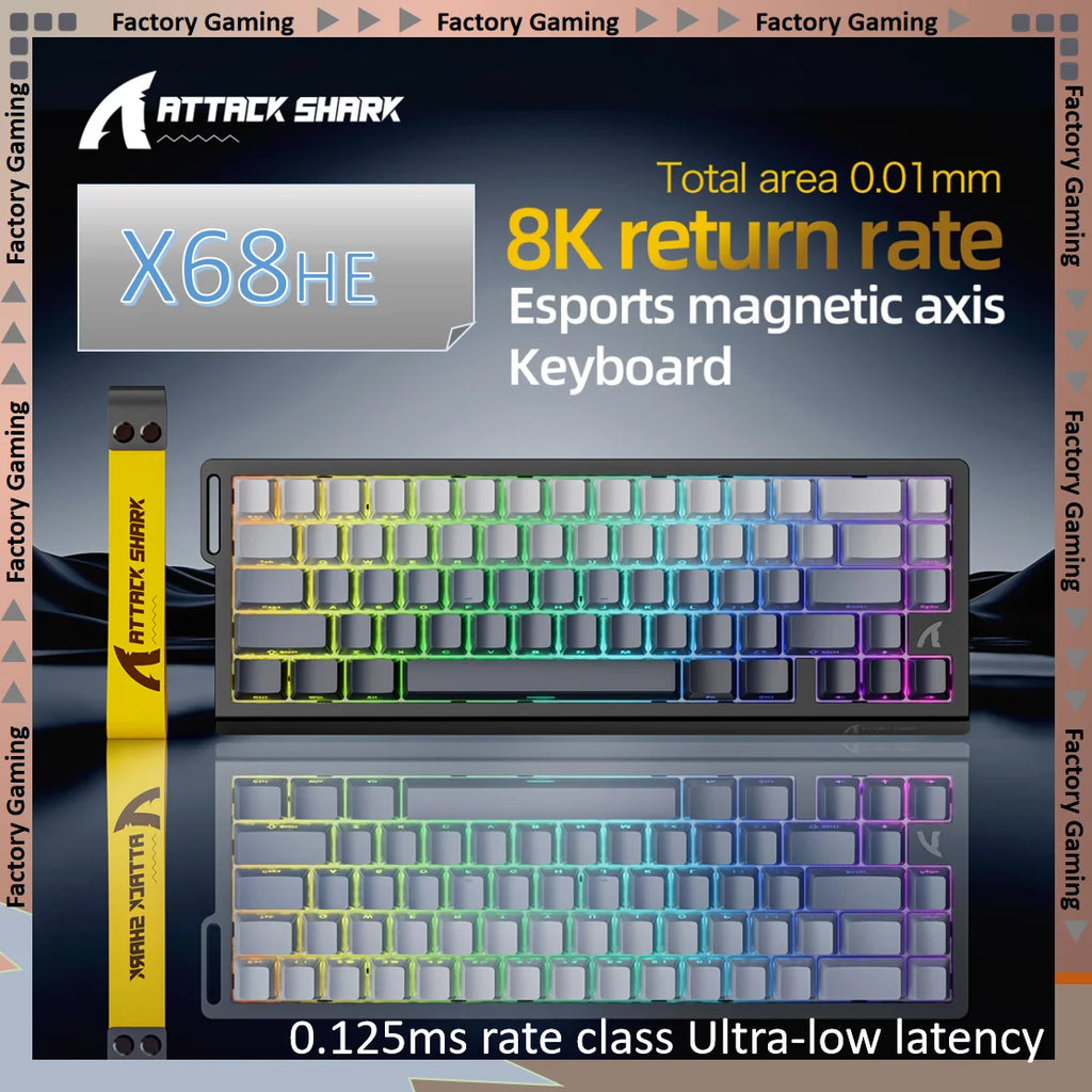 Teclado Magnético Attack Shark X68HE 8KHz Hall Effect Ultra Responsivo para FPS