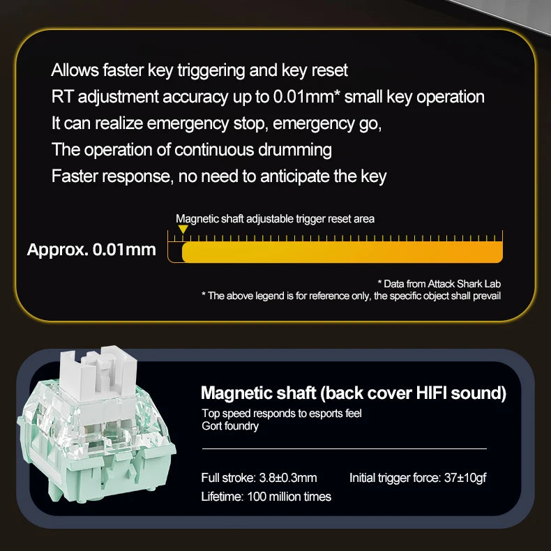 Teclado Magnético Attack Shark X68HE 8KHz Hall Effect Ultra Responsivo para FPS