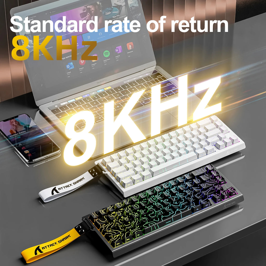 Teclado Magnético Attack Shark X68HE 8KHz Hall Effect Ultra Responsivo para FPS
