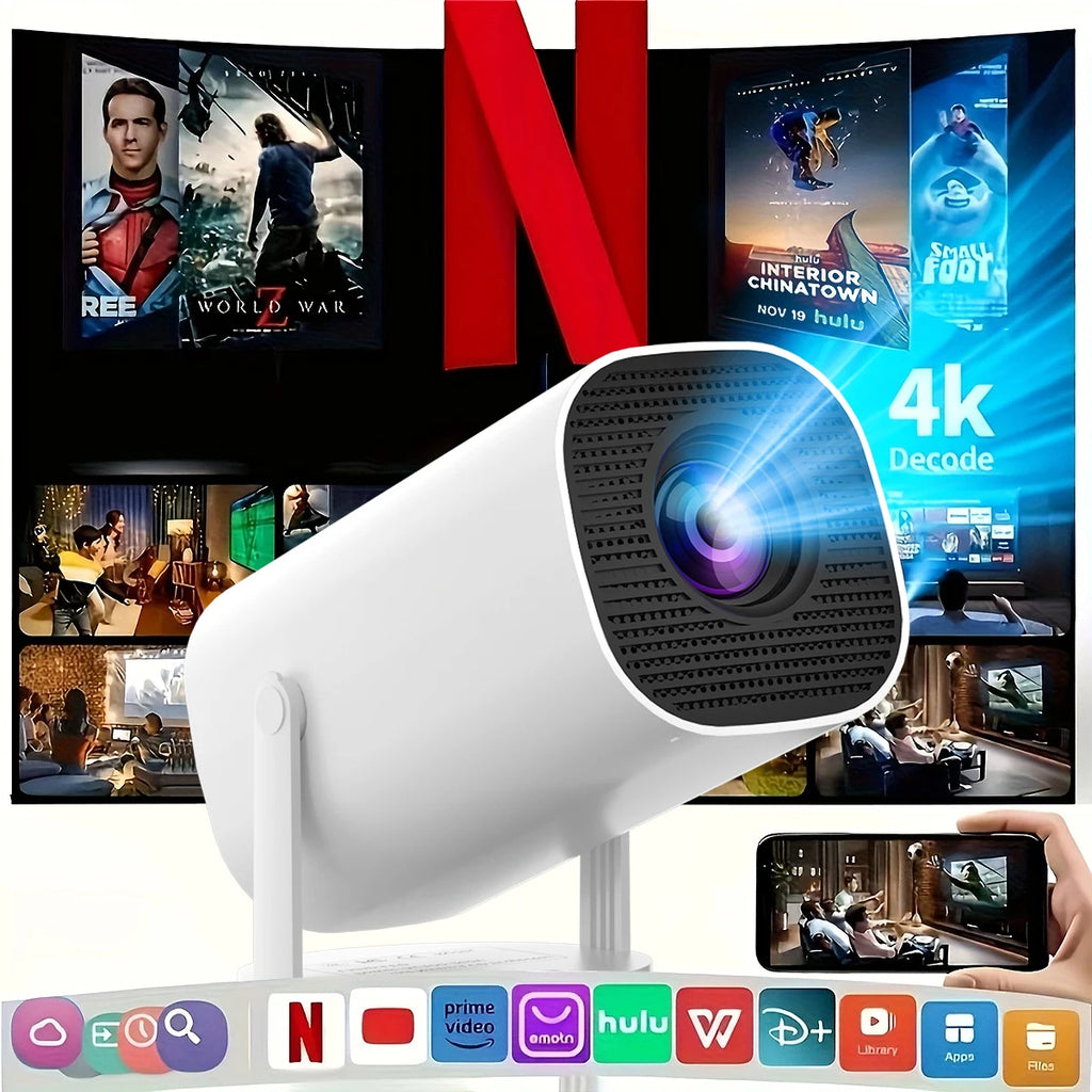 Projetor Smart 4K Portátil Wi-Fi Bluetooth | Cinema em Casa 180°