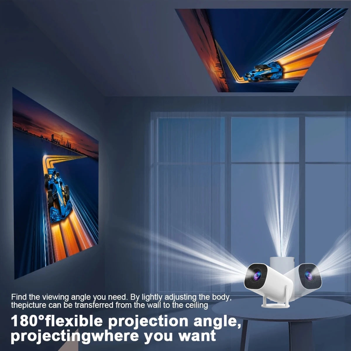Projetor Smart 4K Portátil Wi-Fi Bluetooth | Cinema em Casa 180°