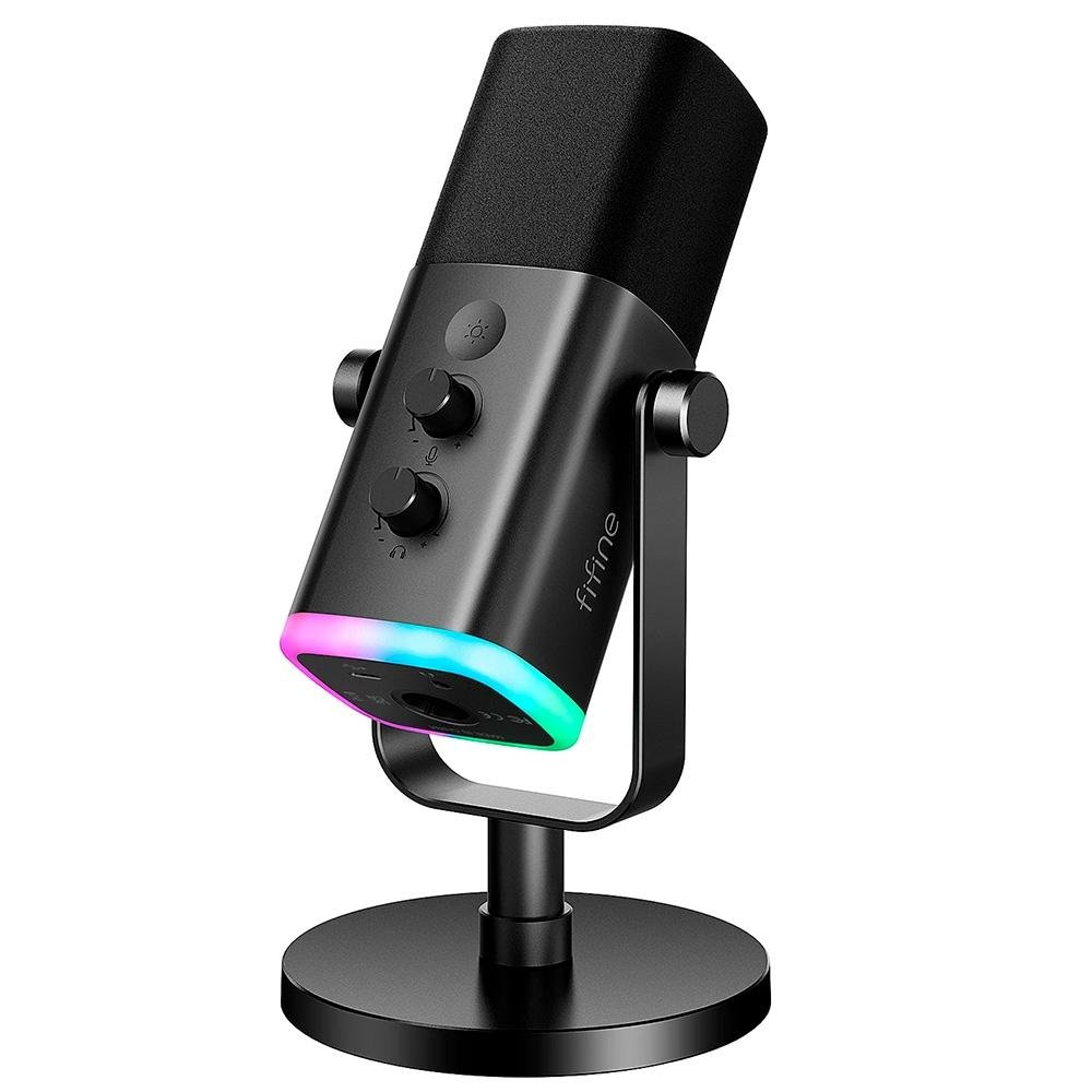Microfone Gamer FIFINE AM8 RGB USB/XLR para Streaming e Podcast