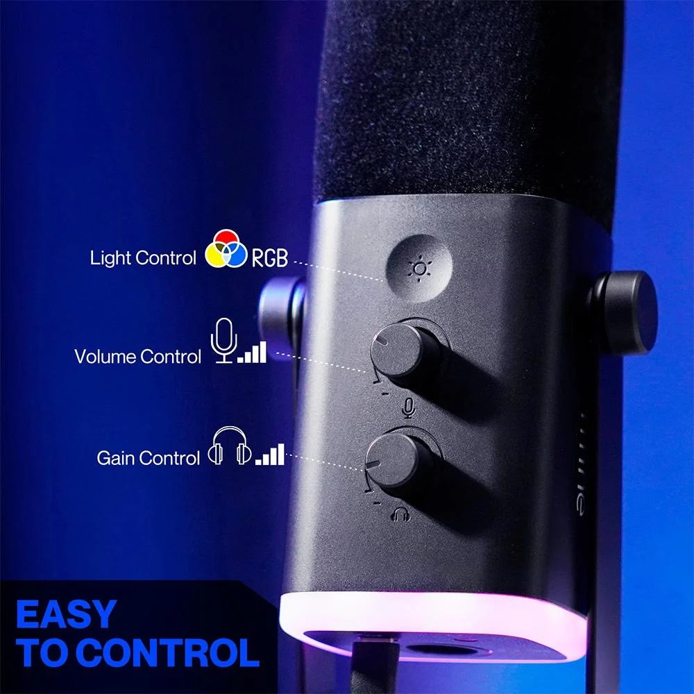 Microfone Gamer FIFINE AM8 RGB USB/XLR para Streaming e Podcast