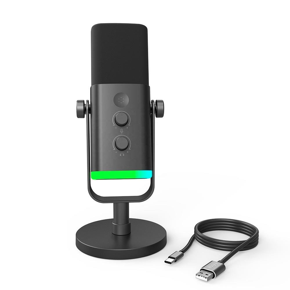 Microfone Gamer FIFINE AM8 RGB USB/XLR para Streaming e Podcast